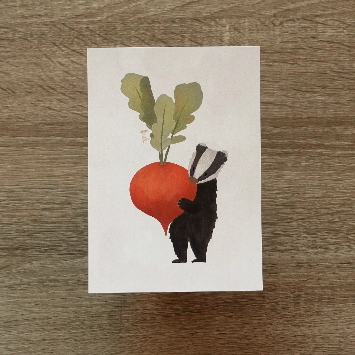 Badger & Radish - Postcard / Mini Art Print