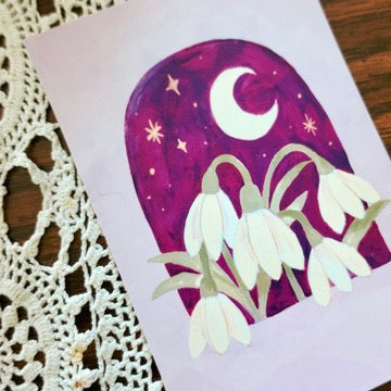 Moonlight Snowdrops - Postcard / Mini Art Print