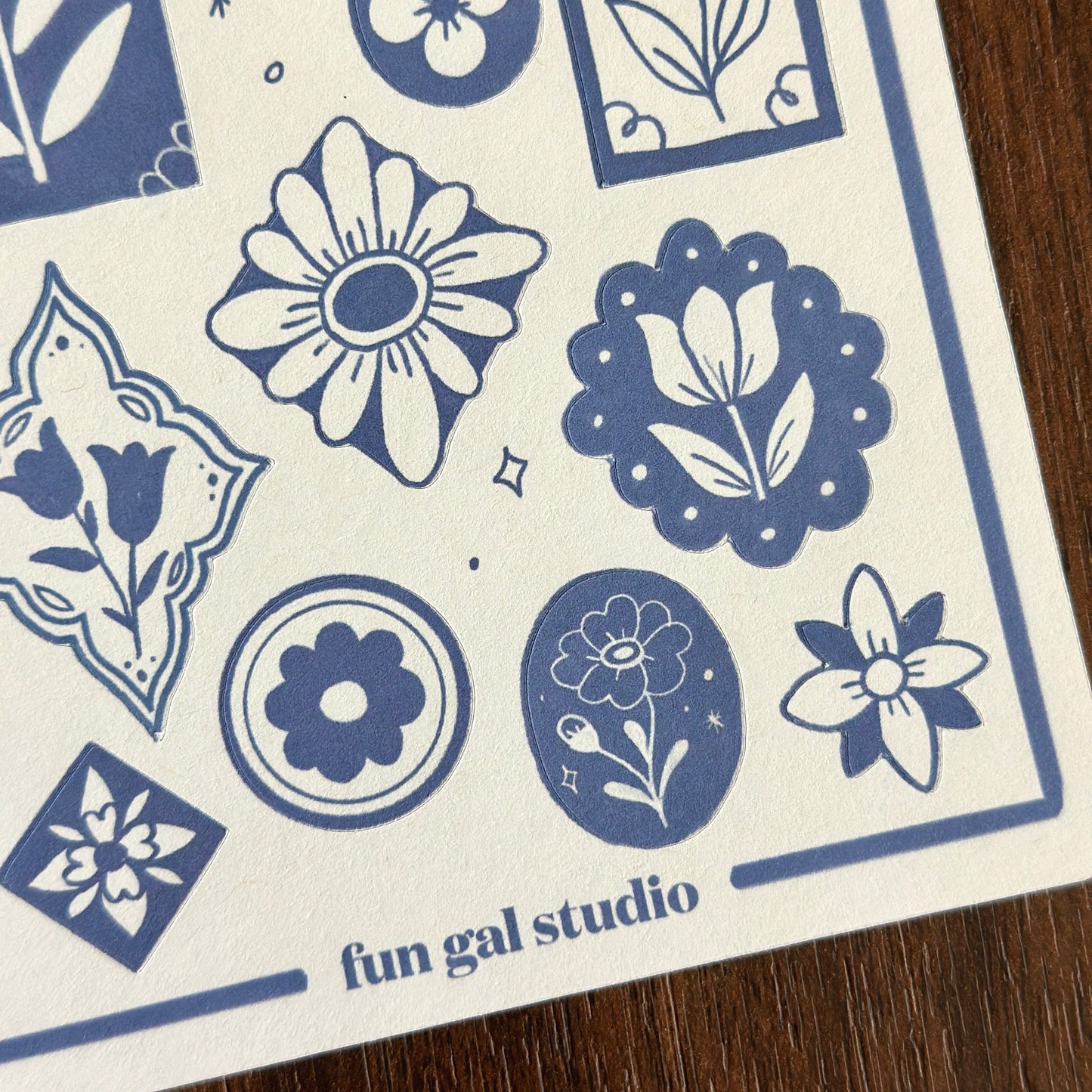 Blue Vintage Florals - Sticker Sheet