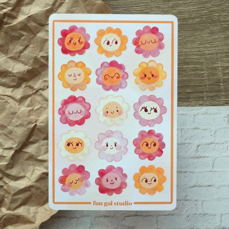Happy Flowers - Sticker Sheet
