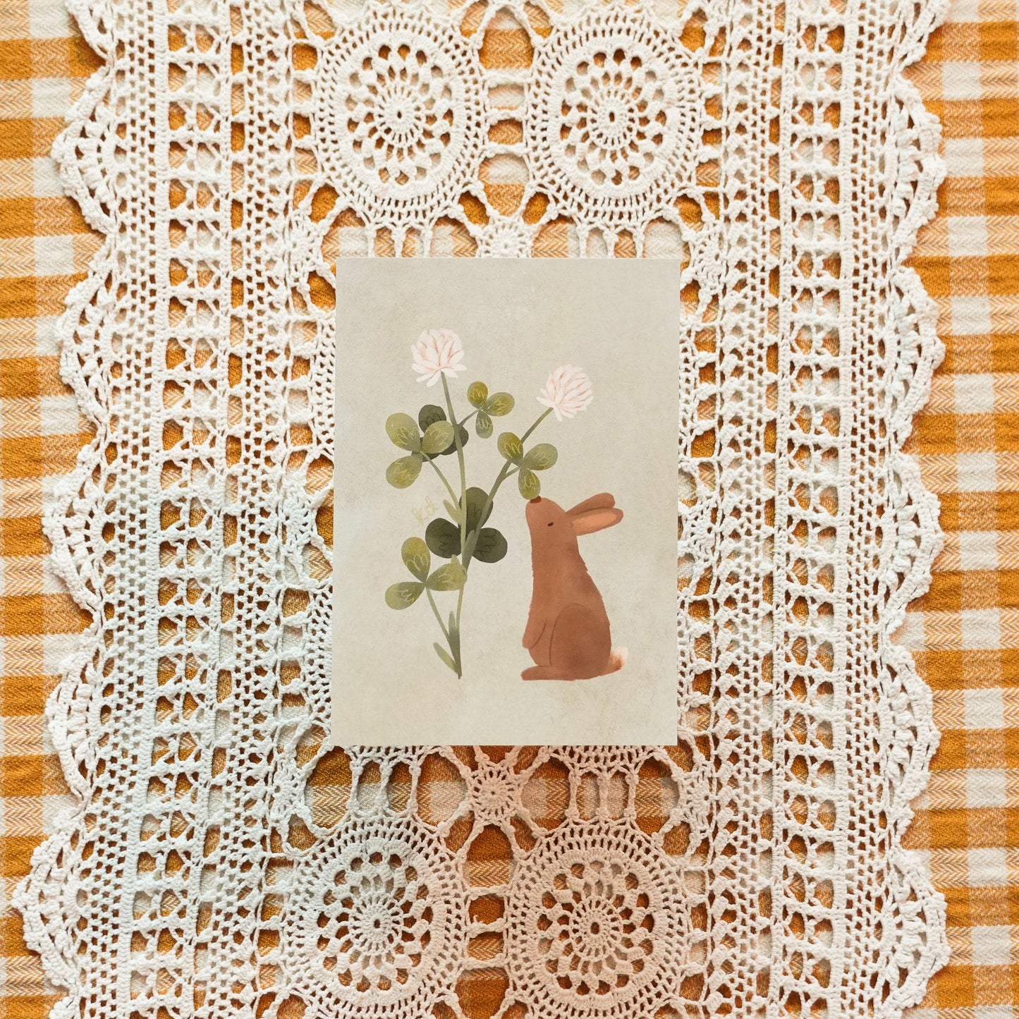 Bunny & Clover - Postcard / Mini Art Print