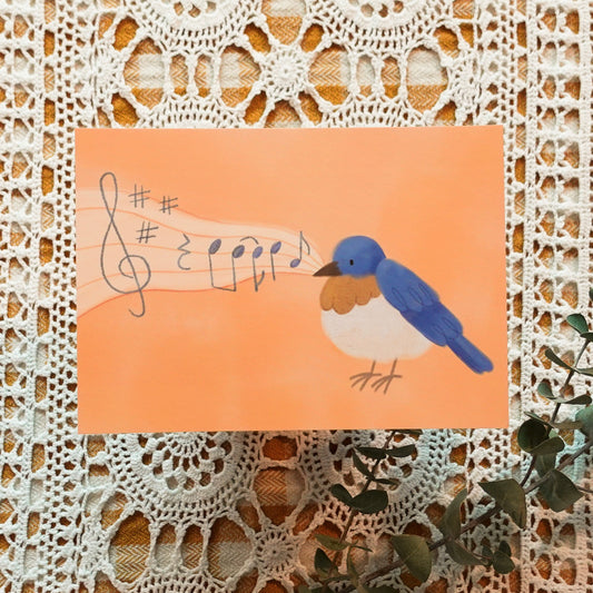 Here Comes the Sun - Bluebird Postcard / Mini Art Print