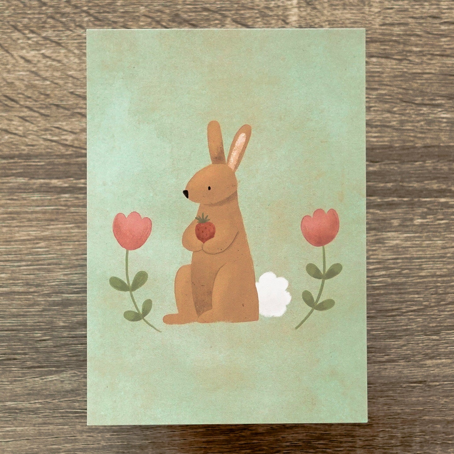 Rabbit & Tulips - Postcard / Mini Art Print