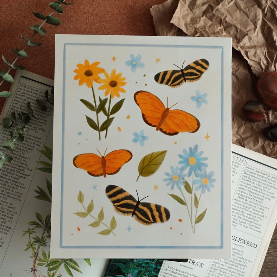 Butterflies - Vintage Style Art Print