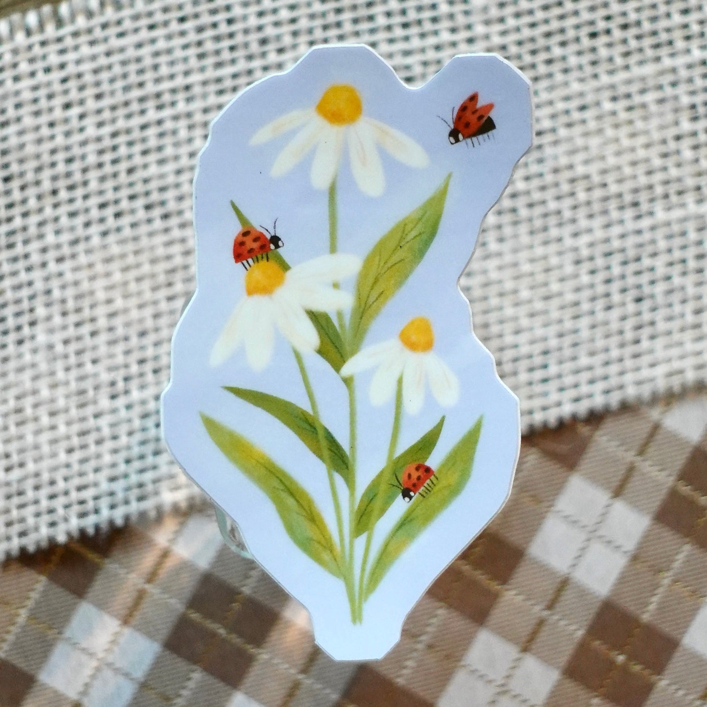 Daisies & Ladybugs - Floral Die Cut Vinyl Sticker