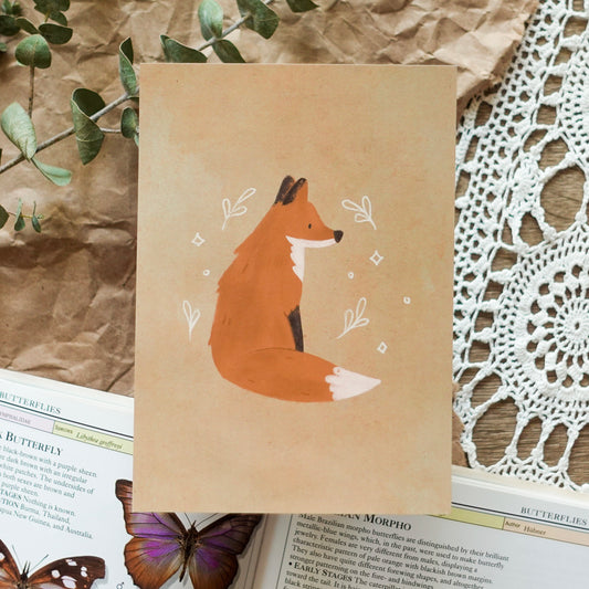 Thoughtful Fox - Postcard / Mini Art Print