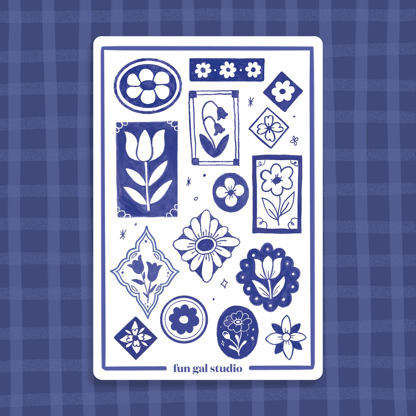 Blue Vintage Florals - Sticker Sheet