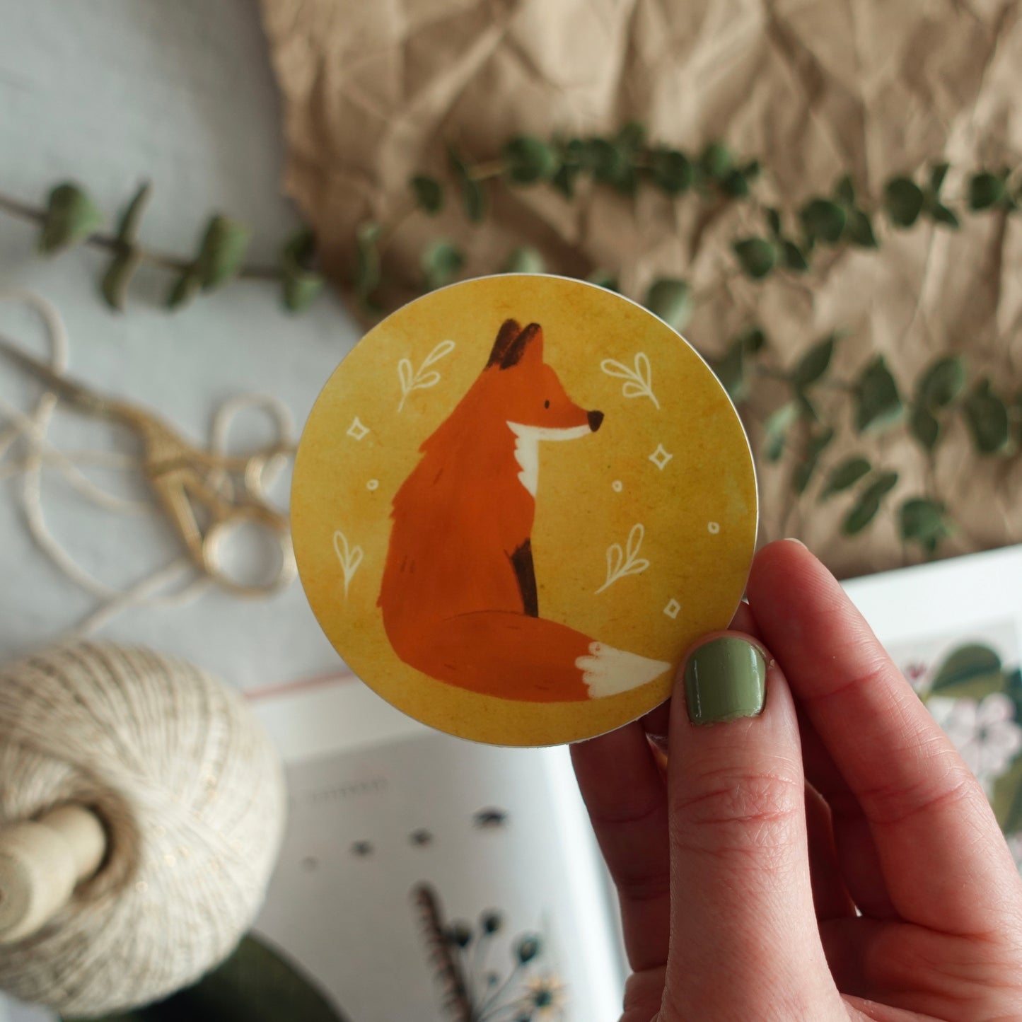 Thoughtful Fox - Die Cut Vinyl Sticker
