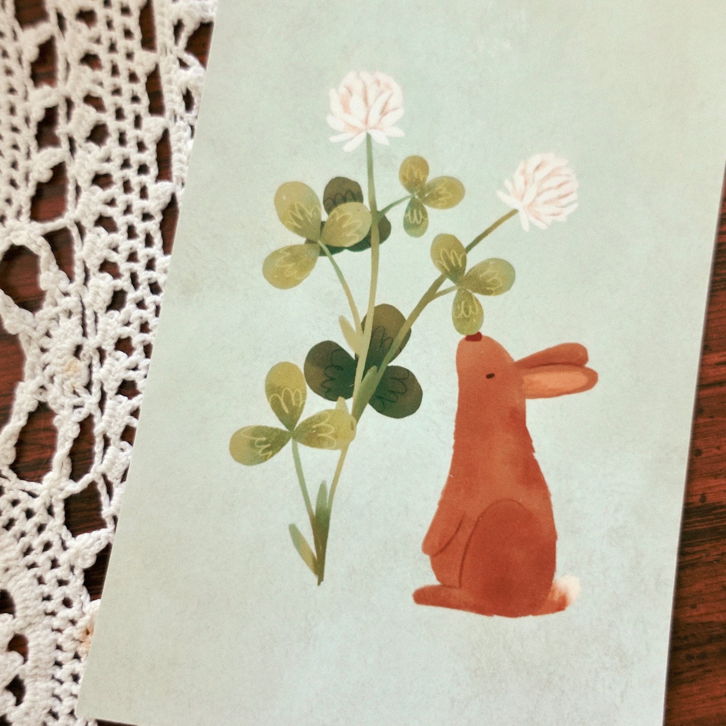 Bunny & Clover - Postcard / Mini Art Print