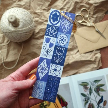 Blue Floral Bookmark