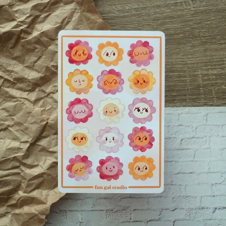 Happy Flowers - Sticker Sheet