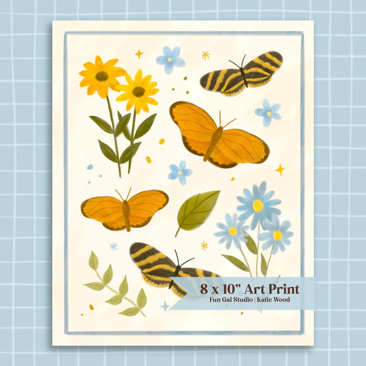 Butterflies - Vintage Style Art Print