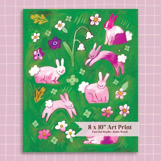 Field Bunnies - Cute Animal Art Print
