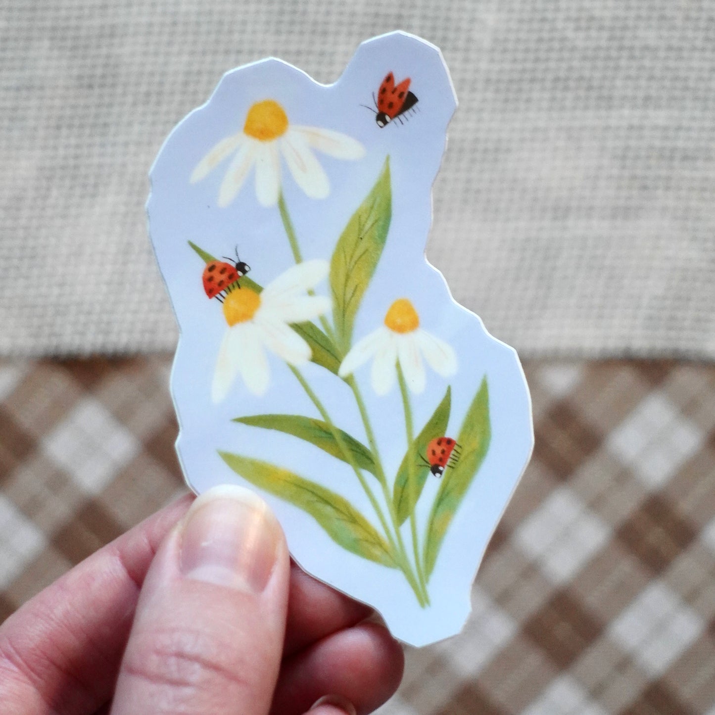 Daisies & Ladybugs - Floral Die Cut Vinyl Sticker