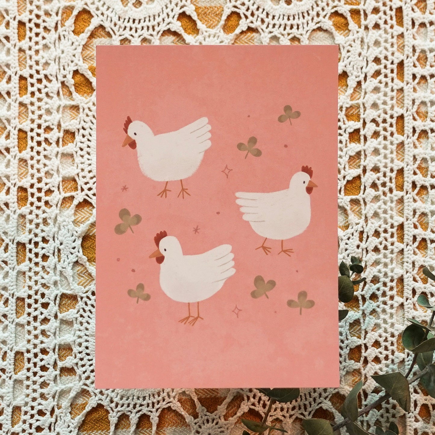 Clover & Chickens - Postcard