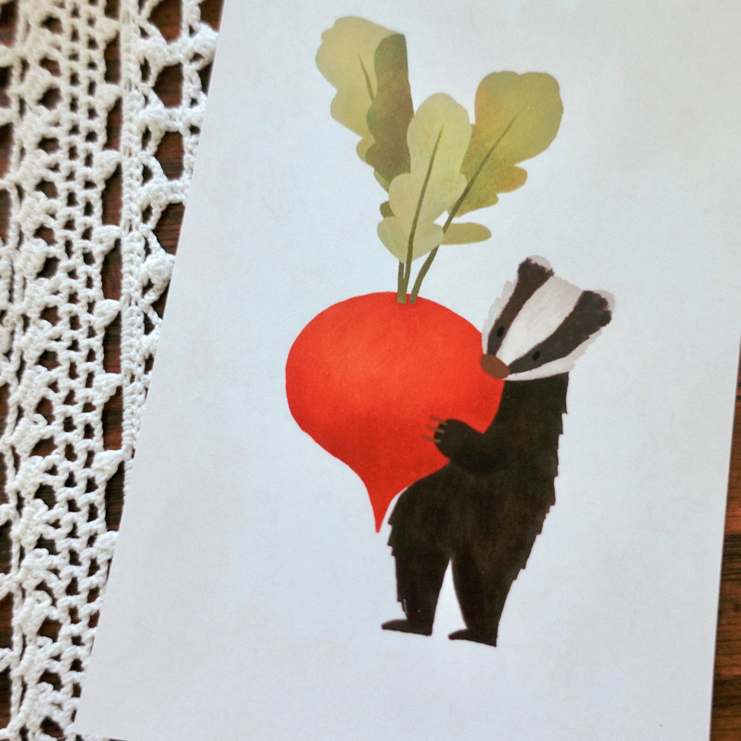 Badger & Radish - Postcard / Mini Art Print