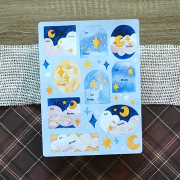 Moon & Stars - Holiday Sticker Gift Tags