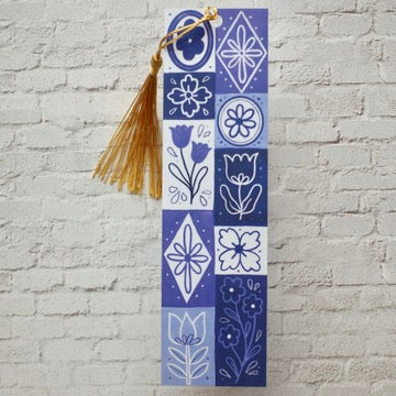 Blue Floral Bookmark