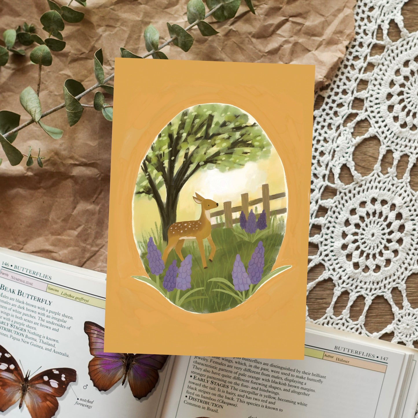 Deer in the Meadow - Postcard / Mini Art Print