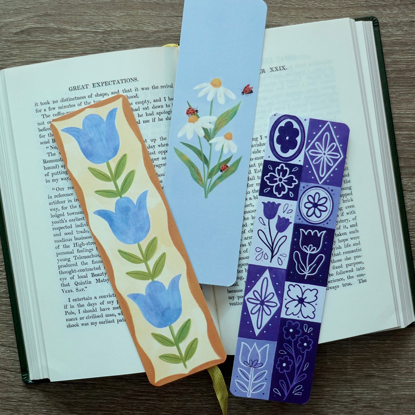 Blue Floral Bookmark