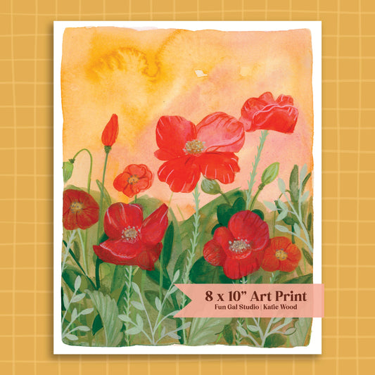 Sunset Poppies - Botanical Wall Art Print