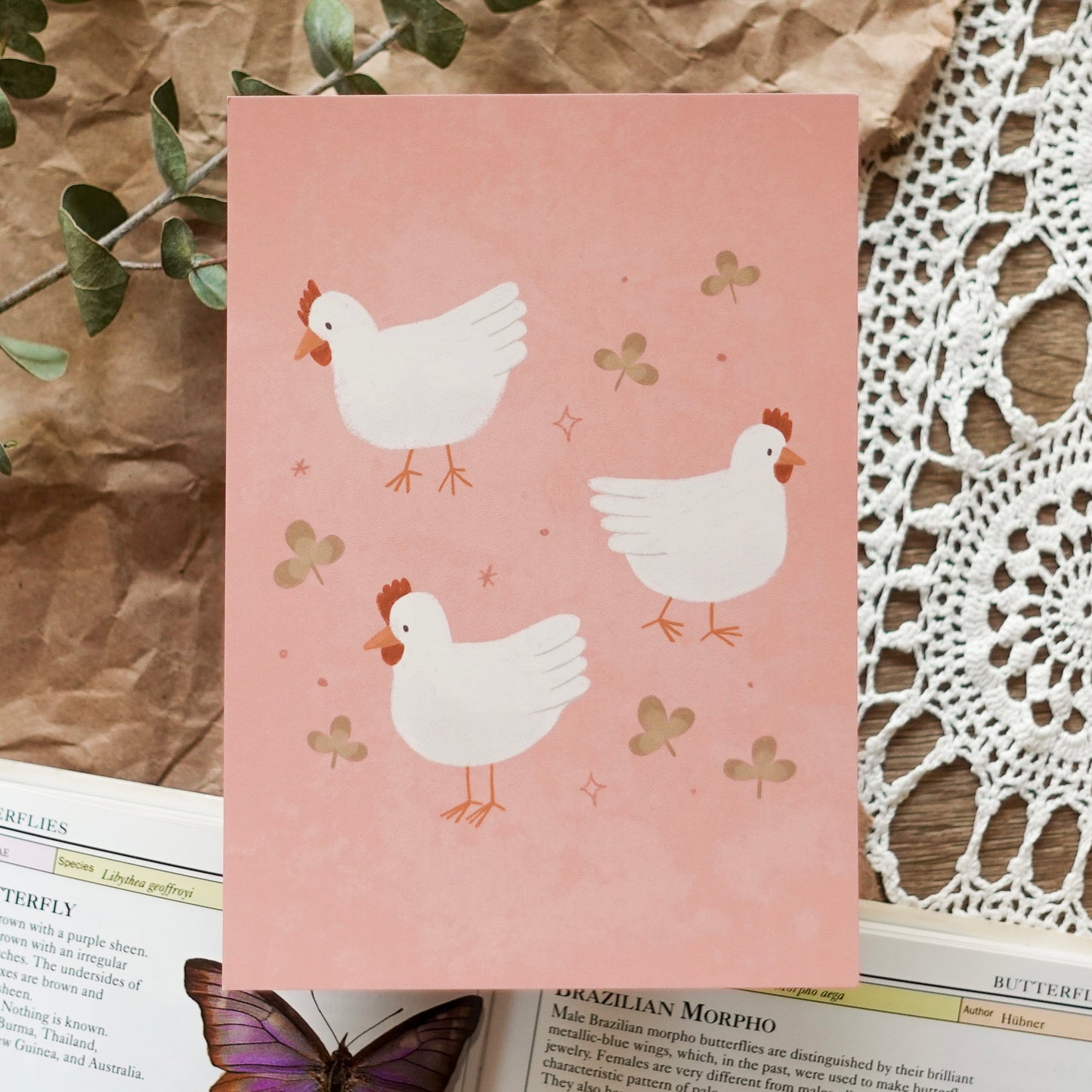 Clover & Chickens - Postcard