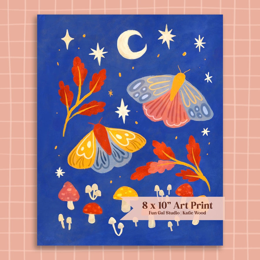 Moonlight Moths - Wall Art Print