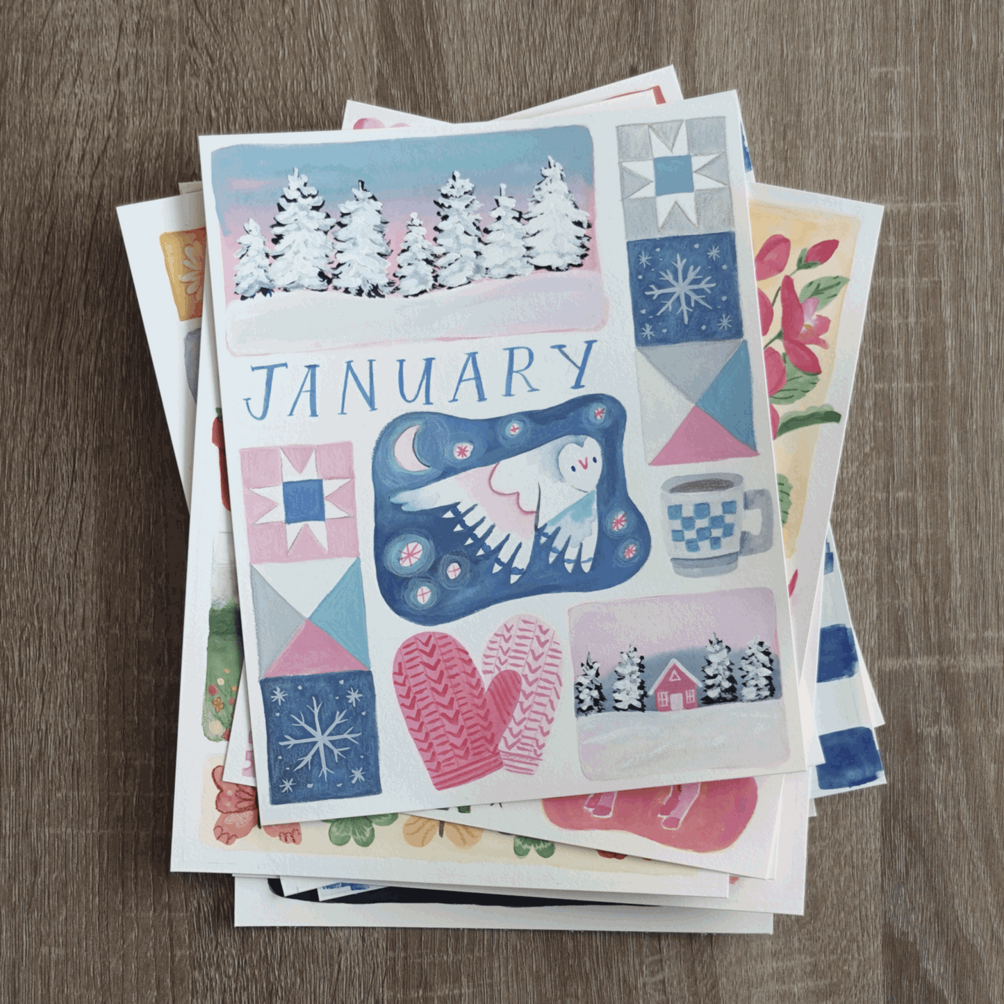 Animated gif of all 12 calendar paintings from January to December