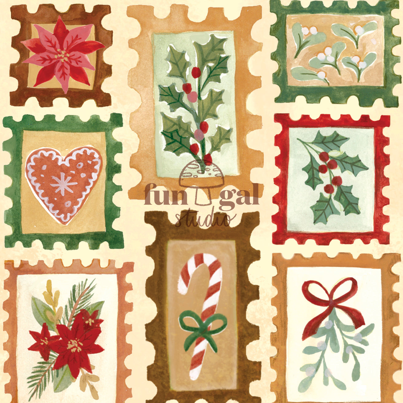 Christmas Stamps - Holiday, Winter, Christmas Card